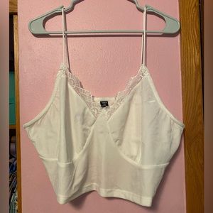 White Velvet Lace Trip Cami Crop Top 4x Shein